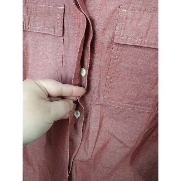Patagonia Woman 8 Shirt 100 Organic Cotton Red V Neck Button Front Pockets - Picture 5 of 11